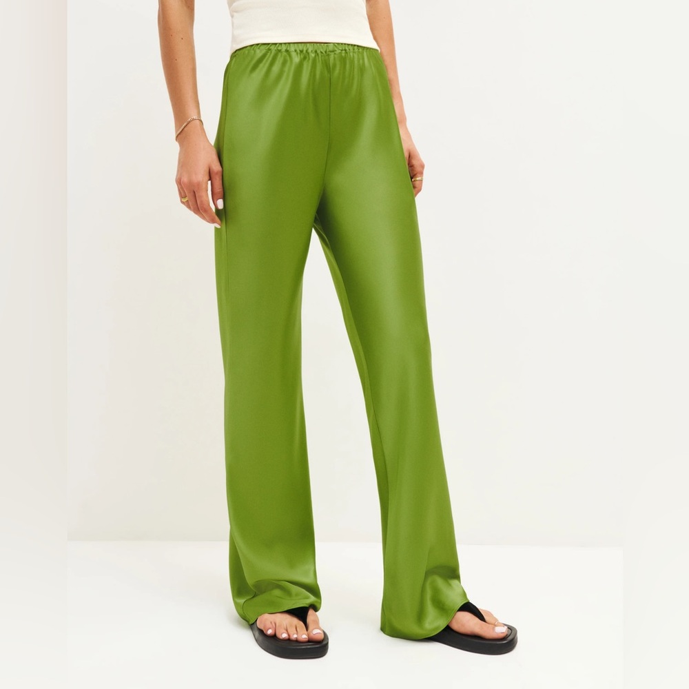 Reformation Gale Satin Mid Rise Bias Pant